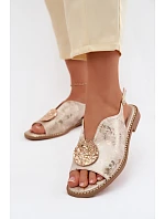 Dámské sandály na nízkém podpatku s ozdobou S.Barski KV61-6035 Zlaté