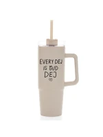 EVERY DEJ IS GUD DEJ - béžový cestovní hrnek s průhledným víčkem 900 ml EVERY DEJ IS GUD DEJ - béžový cestovní hrnek s průhledným víčkem 900 ml
