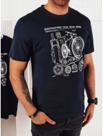 Pánské tmavě modré tričko s potiskem FashionStreet RX5396