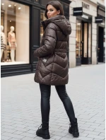 Dámský prošívaný zimní kabát s kapucí BLOOM mocha FashionStreet TY4517z