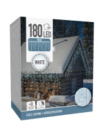 VÁNOČNÍ STROMEK SVĚTLA VENKOVNÍ SVĚTLO OPONA 180 VEDL ČASOVAČ STUDENÁ BÍLÁ PRŮHLEDNÝ KABEL