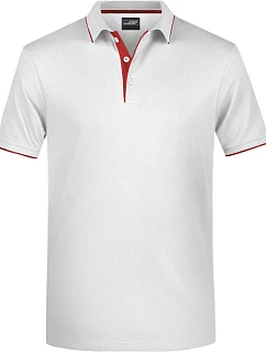 Daiber JN 728 Pánské piqué polo s kontrastní légou 02.0728 white/red
