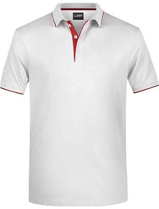 Daiber JN 728 Pánské piqué polo s kontrastní légou 02.0728 white/red