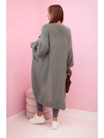 Svetr dlouhý kardigan tmavá máta Svetr dlouhý kardigan tmavá máta