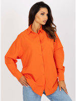 Oranžová oversize košile na knoflíky s manžetami
