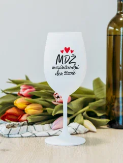 MEZINÁRODNÍ DEN ŽÍZNĚ - bílá sklenice na víno 350 ml