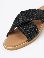 Komfortní  nazouváky dámské černé na plochém podpatku