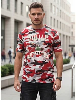 Pánské červeno-bílé tričko s vojenským potiskem FashionStreet NX2005R Pánské červeno-bílé tričko s vojenským potiskem FashionStreet NX2005R