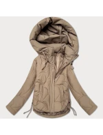 Béžová dámská prošívaná bunda pro přechodné období s kapucí S'West (B8297-12)