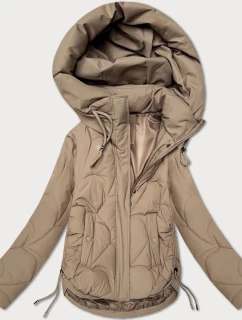 Béžová dámská prošívaná bunda pro přechodné období s kapucí S'West (B8297-12)