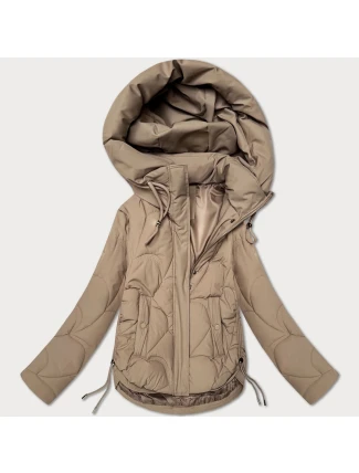 Béžová dámská prošívaná bunda pro přechodné období s kapucí S'West (B8297-12)