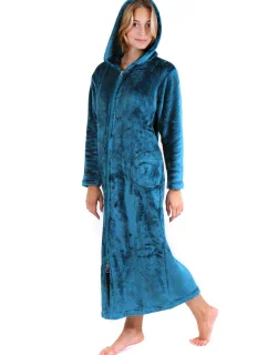 Dámský župan Siena s kapucí na zip 3656 petrolejová - Vestis