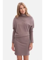 B309 Žebrový úplet blůzových šatů - kakao B309 Žebrový úplet blůzových šatů - kakao