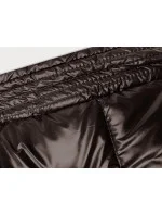 Hnědo-ecru hrubší oboustranná dámská zimní bunda (V768g)