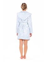Dámský župan Flora s kapucí krátký 4856 vzorovaný ledově modrá - Vestis Dámský župan Flora s kapucí krátký 4856 vzorovaný ledově modrá - Vestis