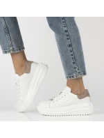 Dámské kožené polobotky na platformě bílé Filippo DP6739