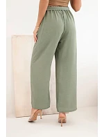 Kalhoty se širokým pasem a vázáním v pase světle khaki Kalhoty se širokým pasem a vázáním v pase světle khaki