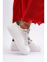 Dámské boty na platformě s ozdobami bílé Herbisa