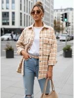 Dámská oranžovo-béžová kostkovaná košile FashionStreet DY0482