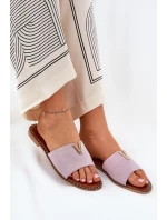 Dámské Sandály Na Plochém Podpatku S Ozdobnými Detaily Fialové Saliena