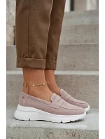 Dámské mokasíny z přírodního semiše na platformě Vinceza Béžové