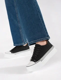 Luxusní dámské černé tenisky platforma