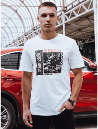 Pánské bílé tričko s potiskem FashionStreet RX5463