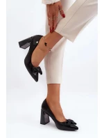 Lodičky na vysokém podpatku s mašlí, černá Ariemessa