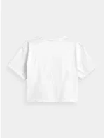 Dámský crop top s potiskem H4Z21-TSD029 10S Bílá s černou - 4F Dámský crop top s potiskem H4Z21-TSD029 10S Bílá s černou - 4F