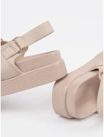 Designové  sandály dámské hnědé platforma