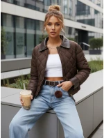 Dámská prošívaná hnědá přechodová bunda FashionStreet TY5619