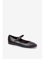 Lakované Baletky S Páskem Černé Arrivara