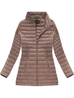 Prošívaná bunda ve starorůžové barvě s kapucí (7473-PLUS)