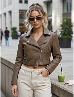 Dámská krátká bunda z ekokůže ramon světle hnědá FashionStreet TY5673