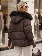 Dámská prošívaná zimní bunda s kožešinou, hnědá, FashionStreet TY5743 Dámská prošívaná zimní bunda s kožešinou, hnědá, FashionStreet TY5743
