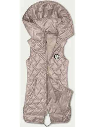 Dámská prošívaná vesta v perleťové barvě s kapucí S'West (B8339-51)