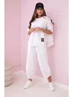 Bavlněná mikina kalhoty set bílý