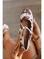 Zdobené dámské baleríny s páskem v bílo-hnědé Olivisse Zdobené dámské baleríny s páskem v bílo-hnědé Olivisse