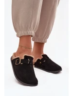 Dámské pantofle s kožešinou s klipem Černé Sylisse