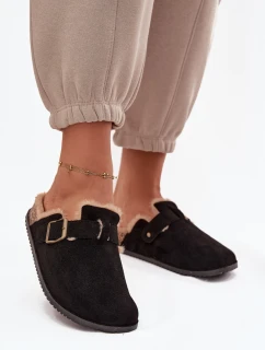 Dámské pantofle s kožešinou s klipem Černé Sylisse