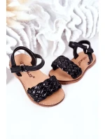 Dětské Pletené Sandály Černé Bailly