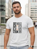 Pánské bavlněné tričko s potiskem revolution white FashionStreet NX0143R