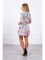 Květinové šaty s vázáním v pase, pudrově růžové Květinové šaty s vázáním v pase, pudrově růžové