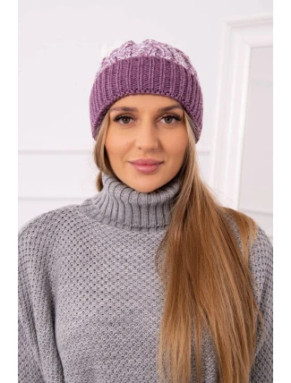Dámská čepice s bambulí Abigail K326 fialová+bílá Dámská čepice s bambulí Abigail K326 fialová+bílá