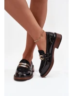 Kožené lakované dámské mokasiny s odlišným detailem D&A MR52-173 Černé Kožené lakované dámské mokasiny s odlišným detailem D&A MR52-173 Černé