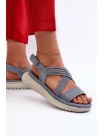 Lehké, pohodlné dámské sandály na suchý zip, modrá, Ceclea