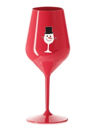 SNĚHULÁČEK - červená nerozbitná sklenice na víno 470 ml SNĚHULÁČEK - červená nerozbitná sklenice na víno 470 ml