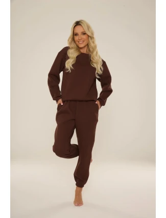 Dámská tepláková souprava 812 Indigo Tmavě hnědá čokoláda - De Lafense Dámská tepláková souprava 812 Indigo Tmavě hnědá čokoláda - De Lafense