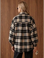 Dámská oversize košile s kostkovaným vzorem, tmavě modrá, FashionStreet TY6048 Dámská oversize košile s kostkovaným vzorem, tmavě modrá, FashionStreet TY6048