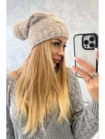 Fleecová čepice Justyna K253 light beige